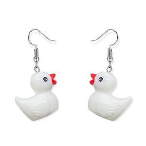 🆕White Duck Charm Dangle Earrings
